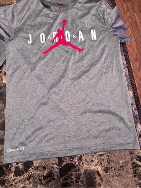 Jordan Men’s Gray Tee with Red Jumpman Logo